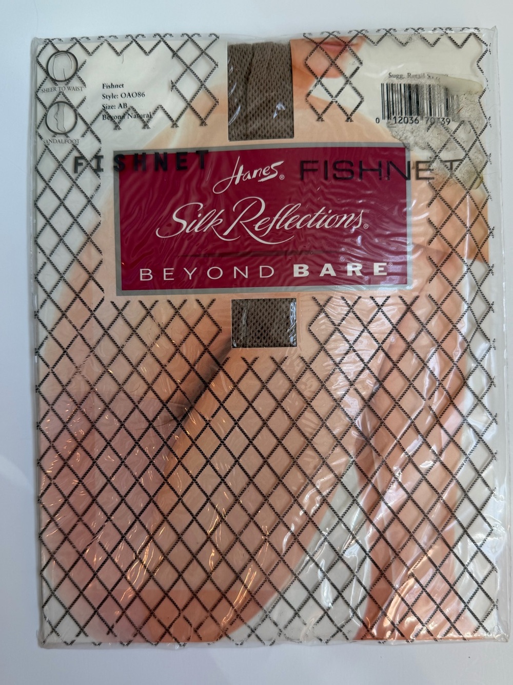 Hanes Silk Reflections Beyond Bare Fishnet Stockings - Nude